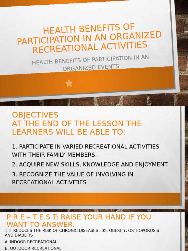 Health Benefits of Participation in an Organized Recreational | PDF ...