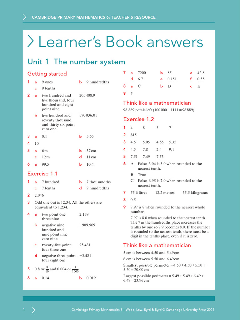math Unit 1 learners' | PDF | Numbers | Arithmetic