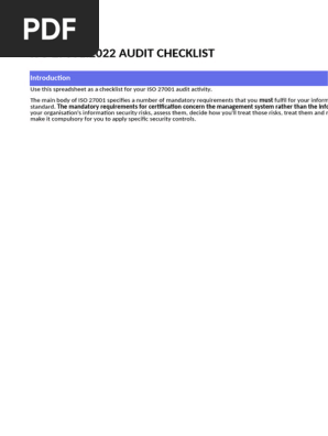 ISO 27001 AUDIT CHECKLIST