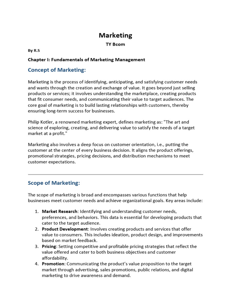 Marketing Ty Bcom Pdf Marketing Marketing Strategy