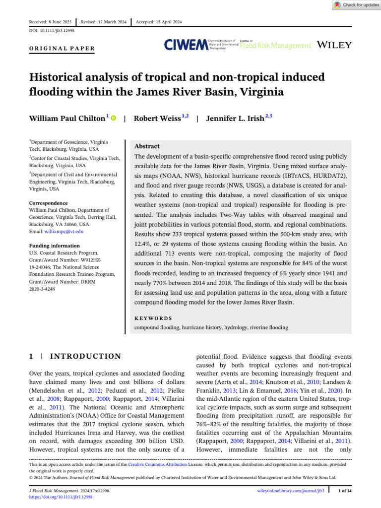 J Flood Risk Management - 2024 - Chilton - Historical Analysis of ...