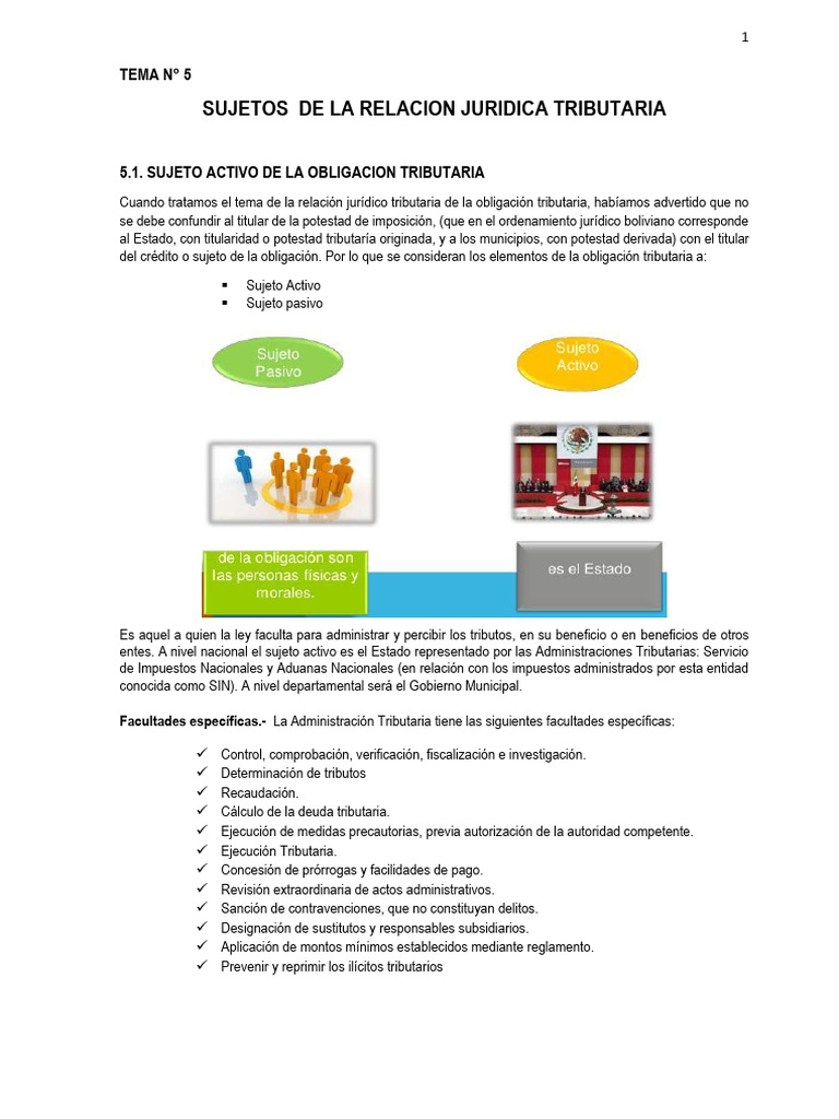 Sujetos de la Relación Tributaria | PDF | Impuestos | Contribuyente