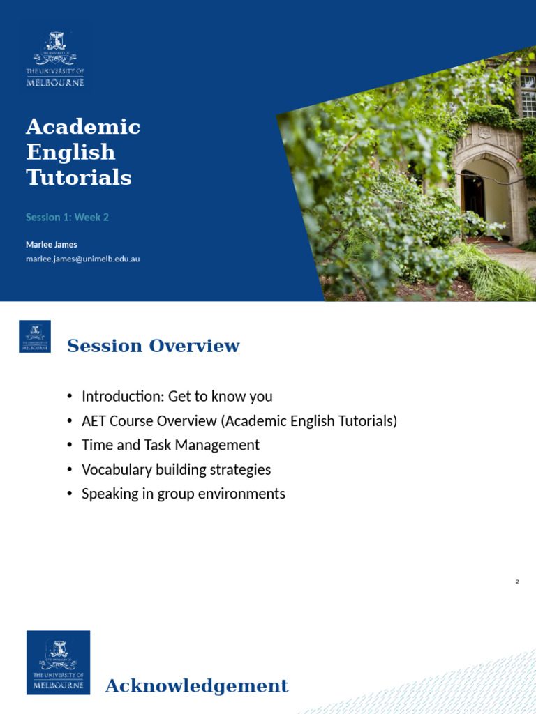 Academic English Tutorials Overview | PDF | Vocabulary | Time Management