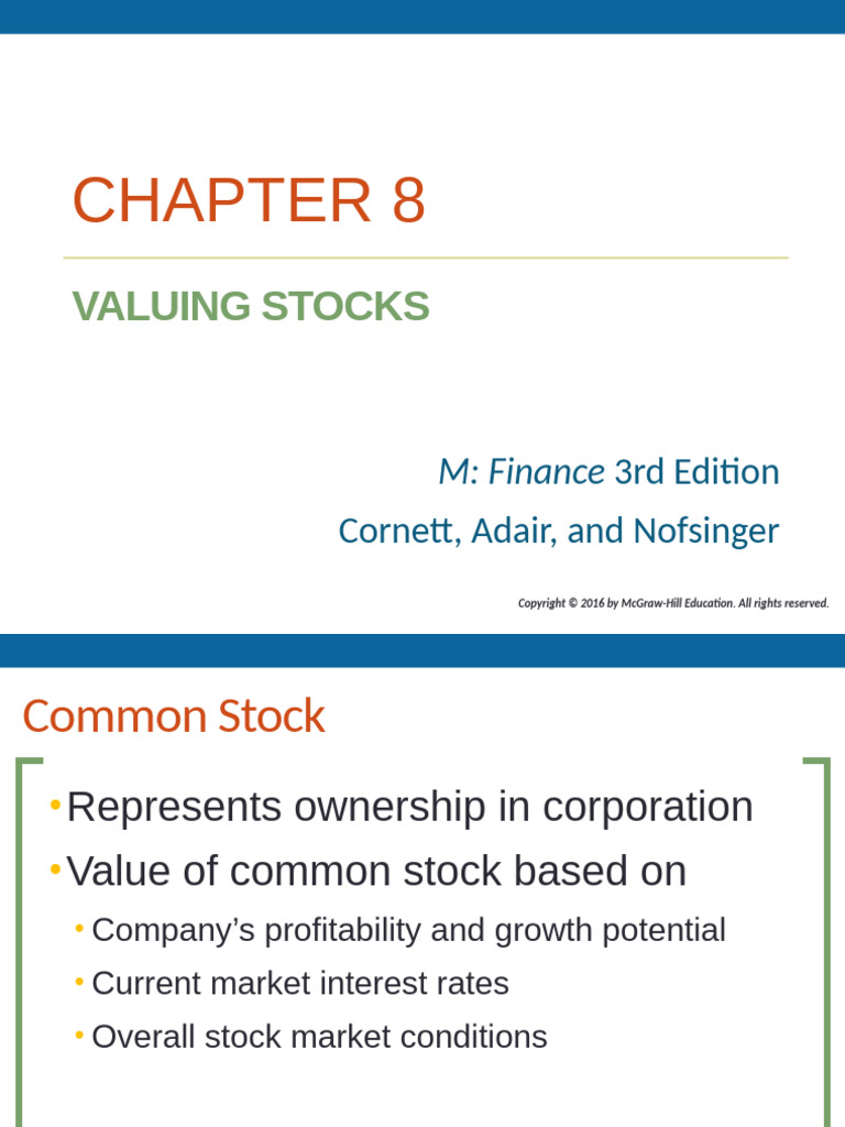 Chapter 8 Valuing Stocks Pdf Stock Valuation Stocks
