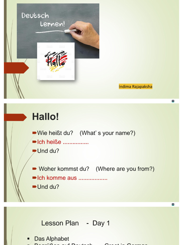 Deutsch Lernen Tag 1 | PDF