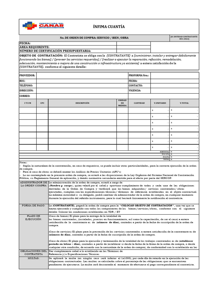 Orden de Compra y Contratación Detallada | PDF | Multa (pena) | Presupuesto