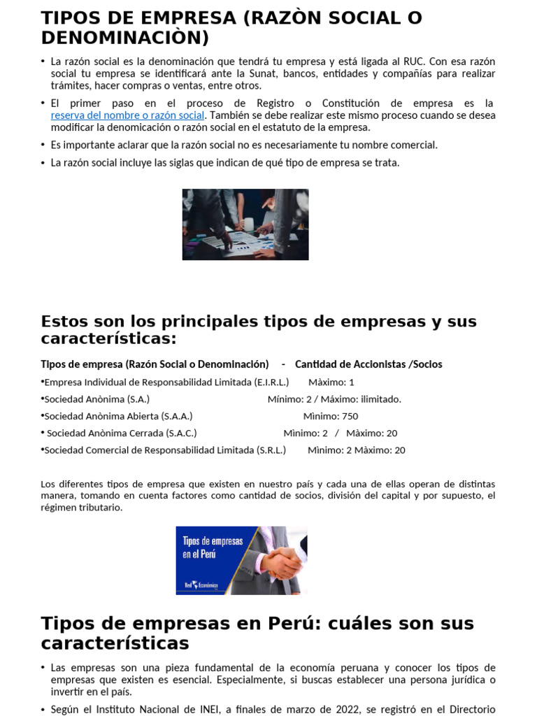 Tipos de Empresa (Razòn Social o Denominaciòn | PDF | Business ...