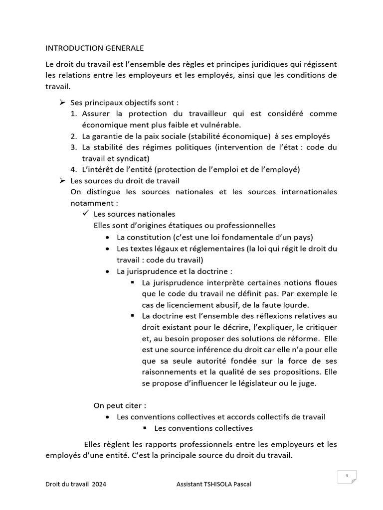 Code du Travail RDC 2024: Principes et Règles | PDF | Droit du travail ...