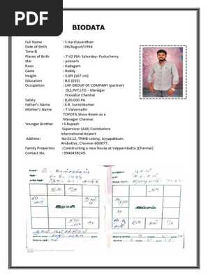 Marriage Biodata Harsha