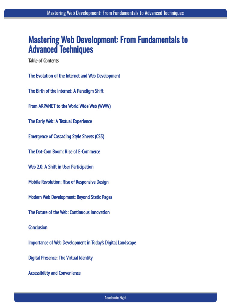 Mastering Web Development From Fundamentals to Advanced Techniques ...