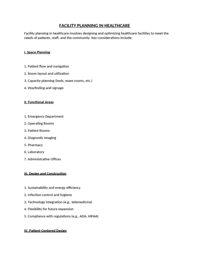 Facility Planning Example