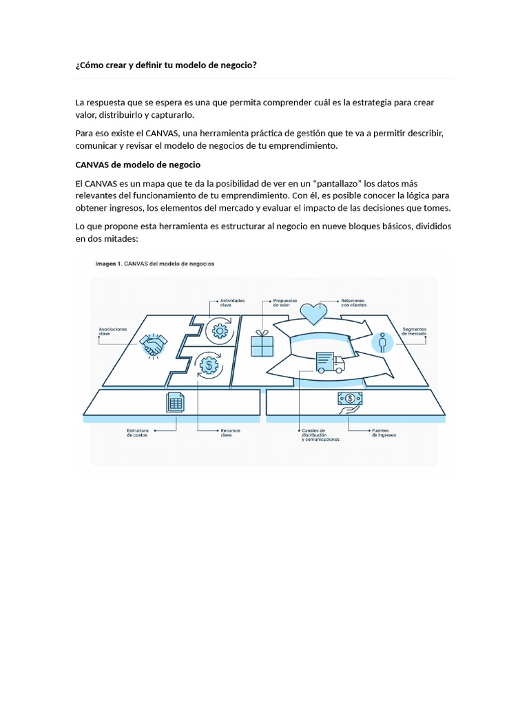 Cómo Crear y Definir Tu Modelo de Negocio - CANVAS | PDF | Business ...