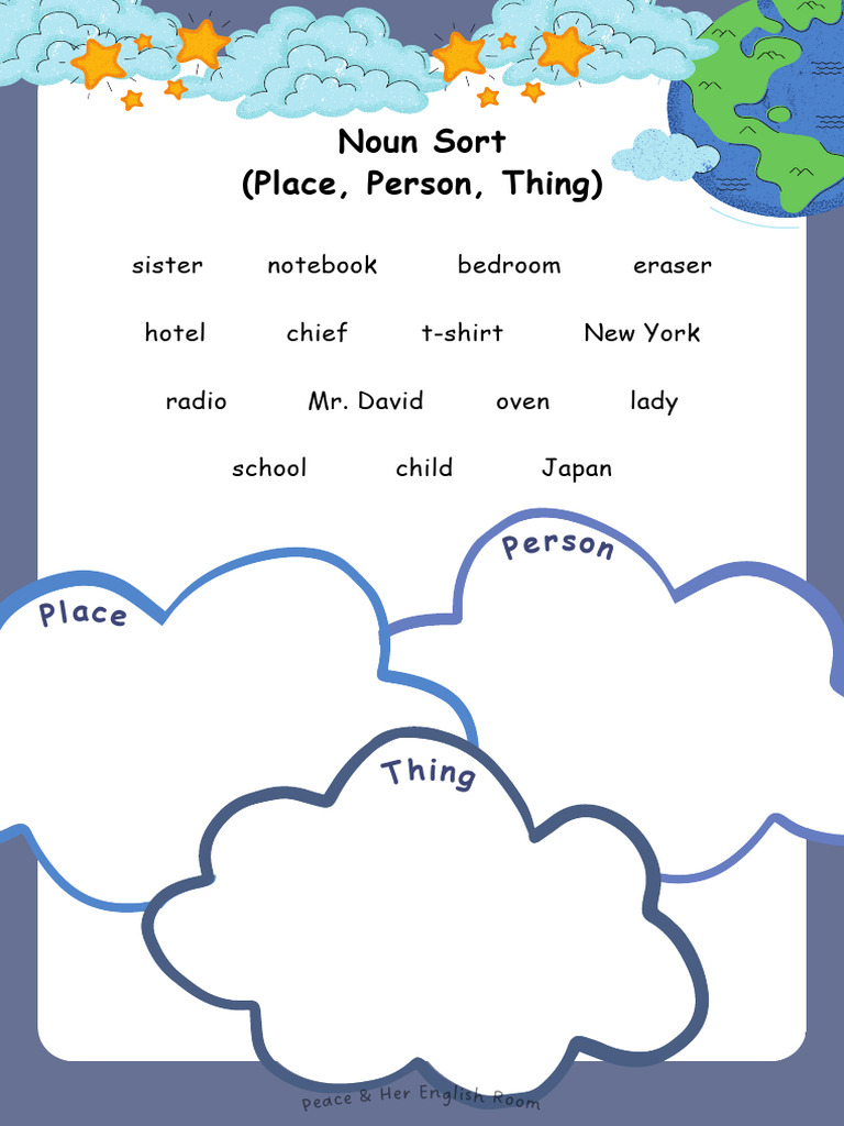 Noun Sort (Place, Person, Thing) | PDF