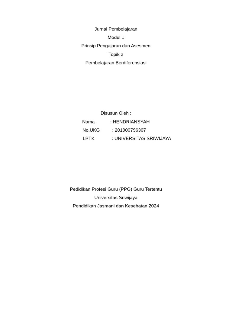 Jurnal Pembelajaran 2024 | PDF | Karier & Perkembangan