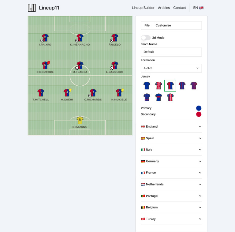 Football Lineup Builder Tool | PDF