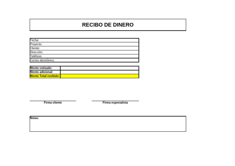 Recibo de Dinero en Blanco | PDF