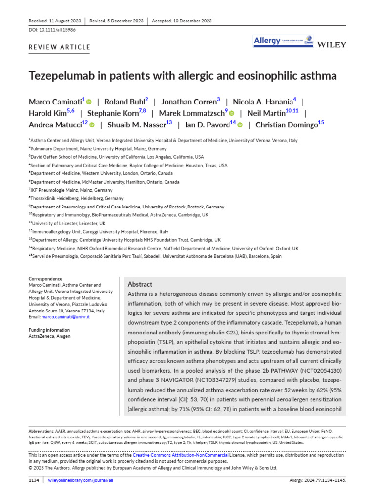 Tezepelumab for Allergic Eosinophilic Asthma | PDF | Allergy | Asthma