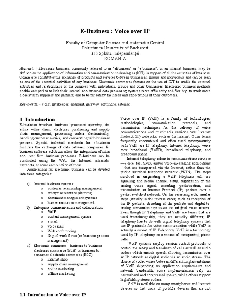 E-Business - Voice Over IP | PDF | Voice Over Ip | Session Initiation ...