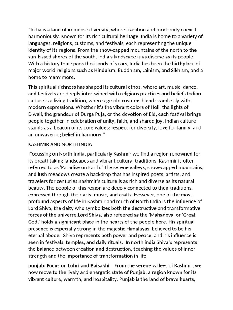 India Is A Land of Immense Diversity 1 | PDF | Shiva