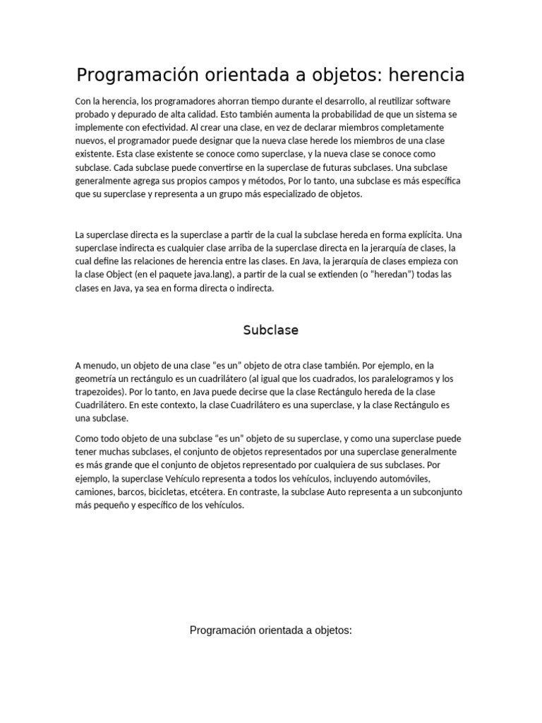 Herencia en Programación Orientada a Objetos | PDF | Herencia ...