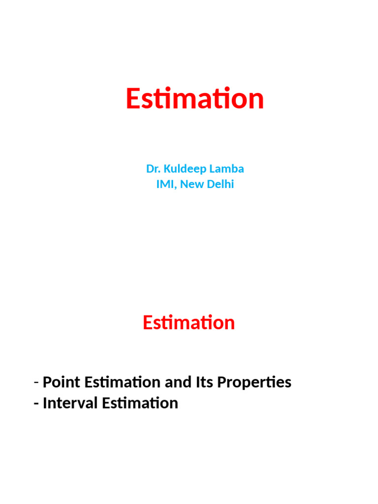 Statistical Estimation Techniques | PDF | Estimator | Bias Of An Estimator