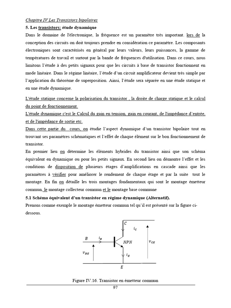 Droite de charge dynamique des transistors | PDF | Transistor bipolaire ...