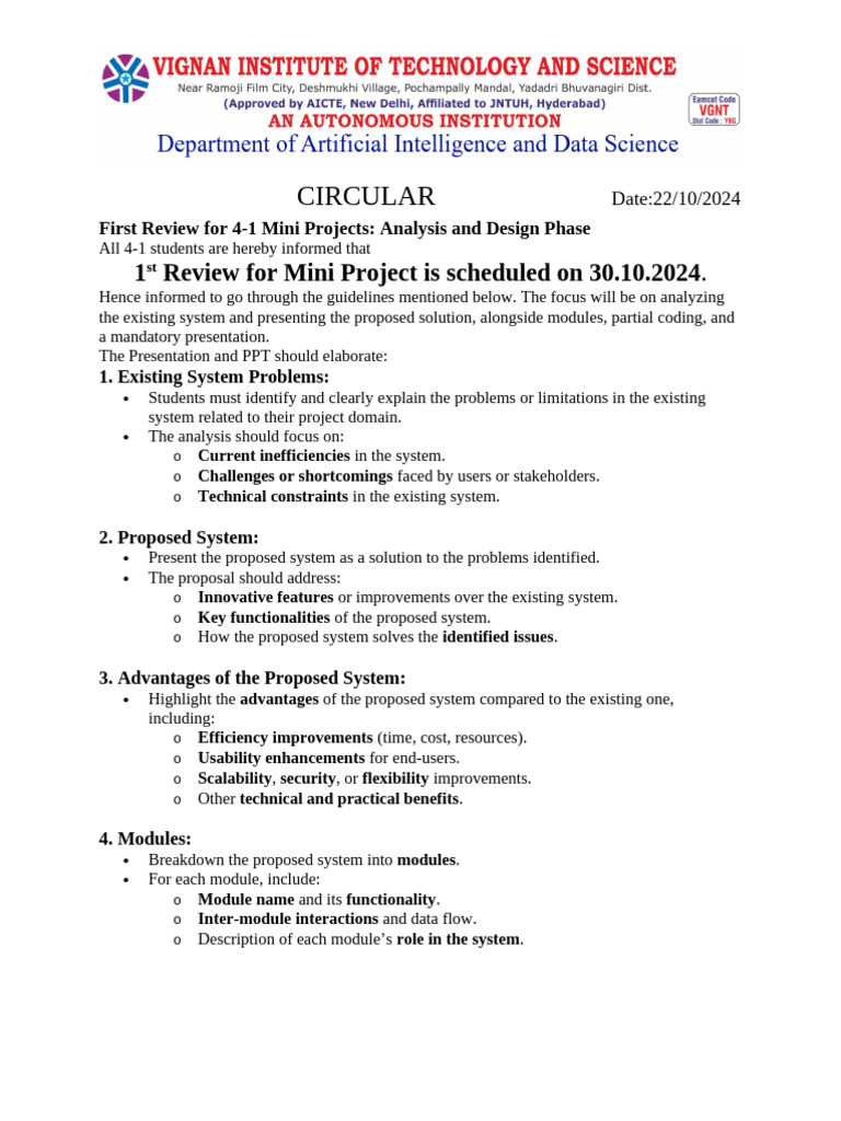 4-1 Mini Project Review Guidelines | PDF | System | Modular Programming