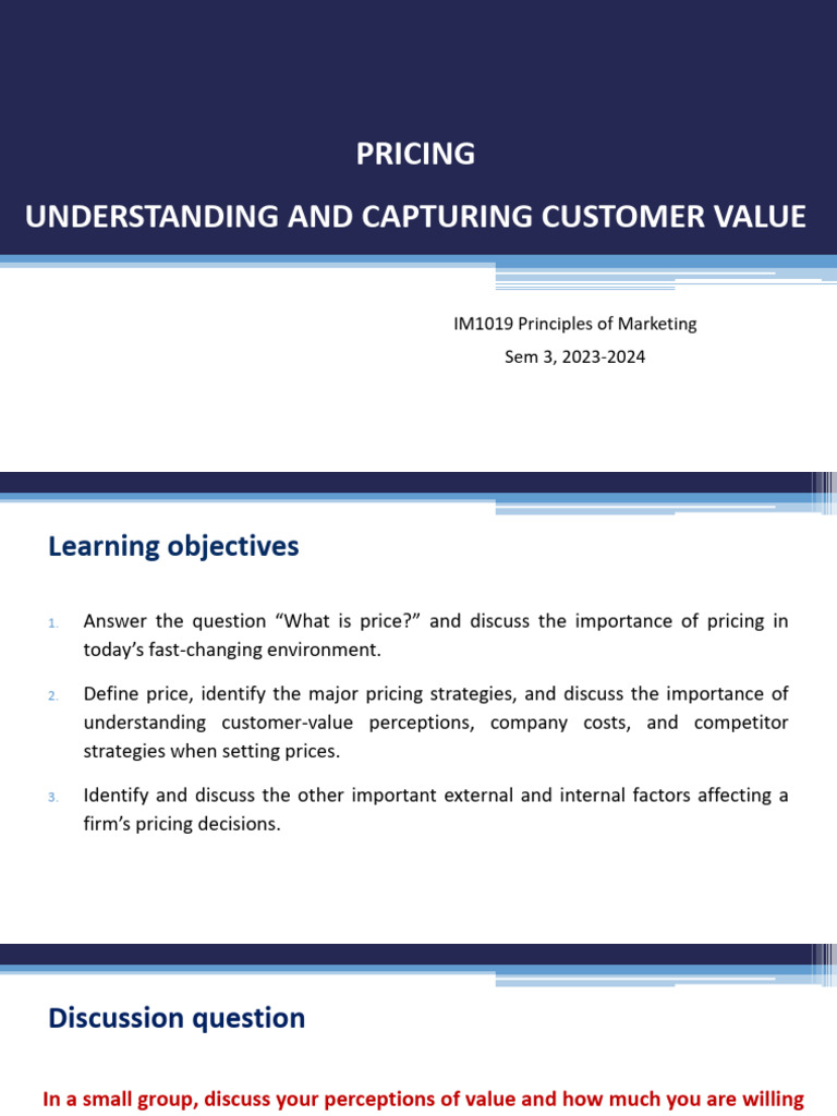 Customer Value and Pricing Strategies | PDF | Elasticity (Economics ...
