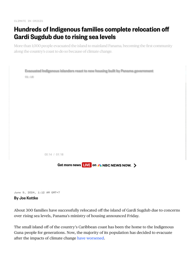 Hundreds of Indigenous Families Complete Relocation Off Gardi Sugdub ...