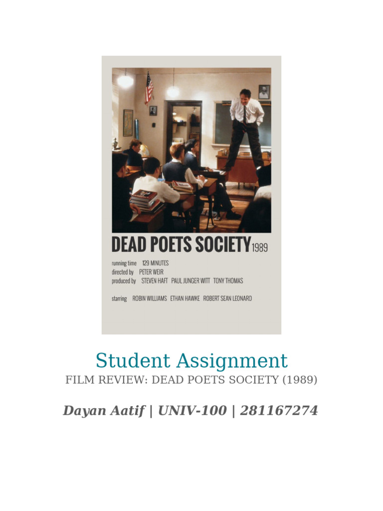 Student Assignment Film Review Univ 100 Pdf