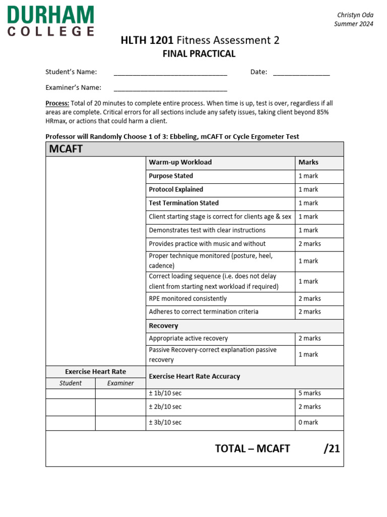 Fitness Assessment Practical Guide | PDF | Heart Rate