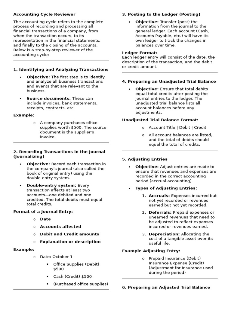 Accounting Cycle Overview and Steps | PDF | Debits And Credits | Expense