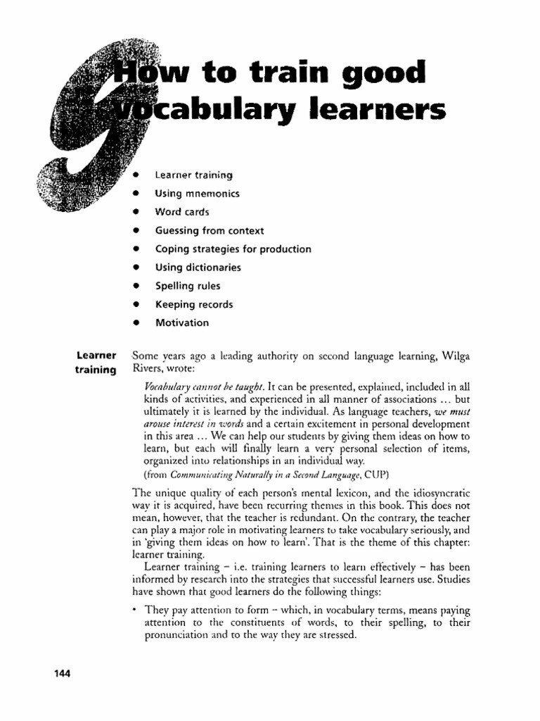How To Teach Vocabulary Chapter 9 - Thornbury | PDF