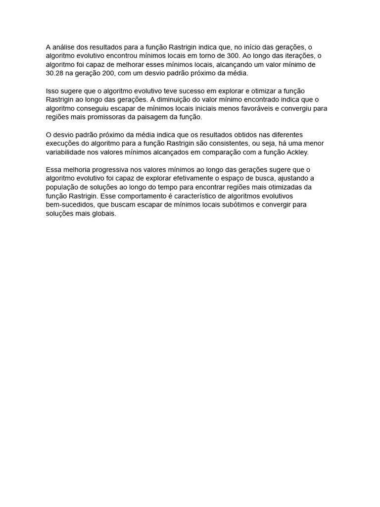Otimização da Função Rastrigin com AE | PDF