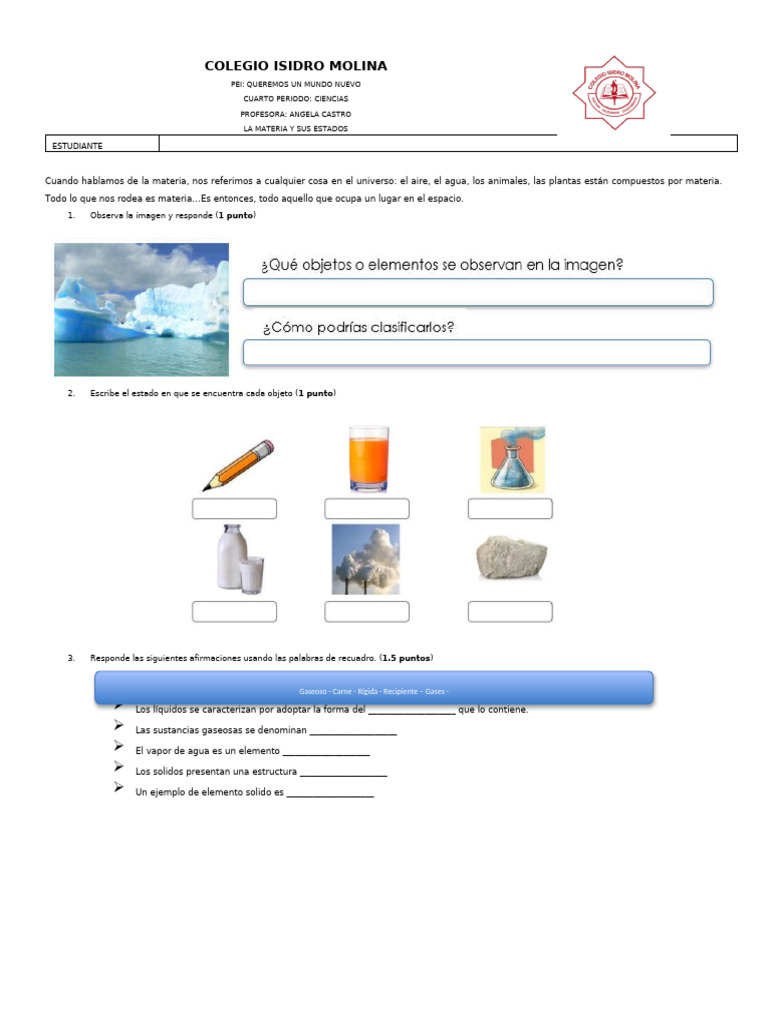 Guía La Materia y Sus Estados. | PDF