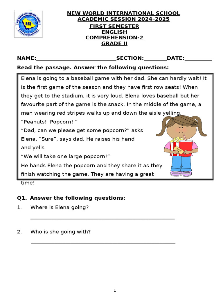 Grade II English Comprehension Exercise | PDF