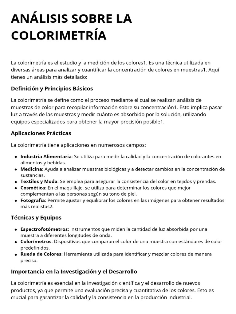 Análisis de Colorimetría en Medicina | PDF | Salud y bienestar