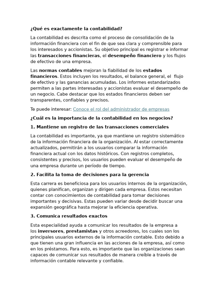 Qué Es Exactamente La Contabilidad Pdf Contabilidad Negocios