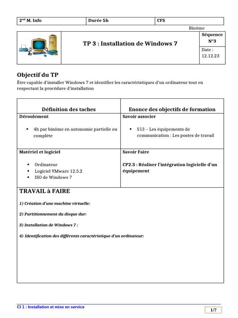 Installation de Windows 7 sur VM | PDF | Machine virtuelle | Windows 7