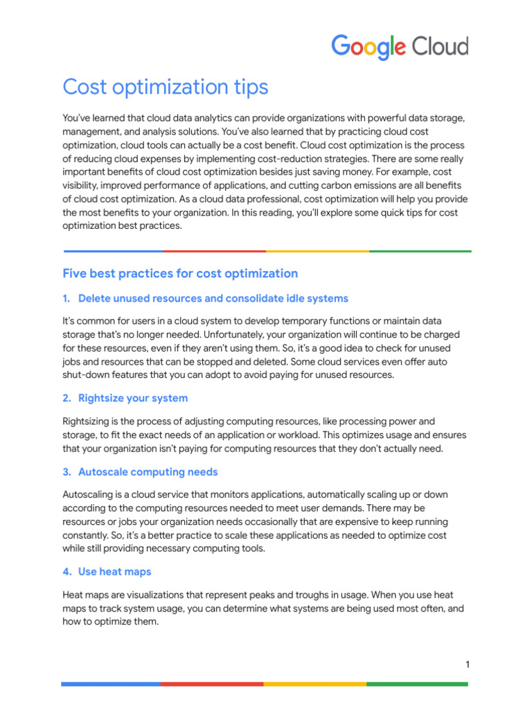 Cloud Cost Optimization Best Practices | PDF | Cloud Computing ...