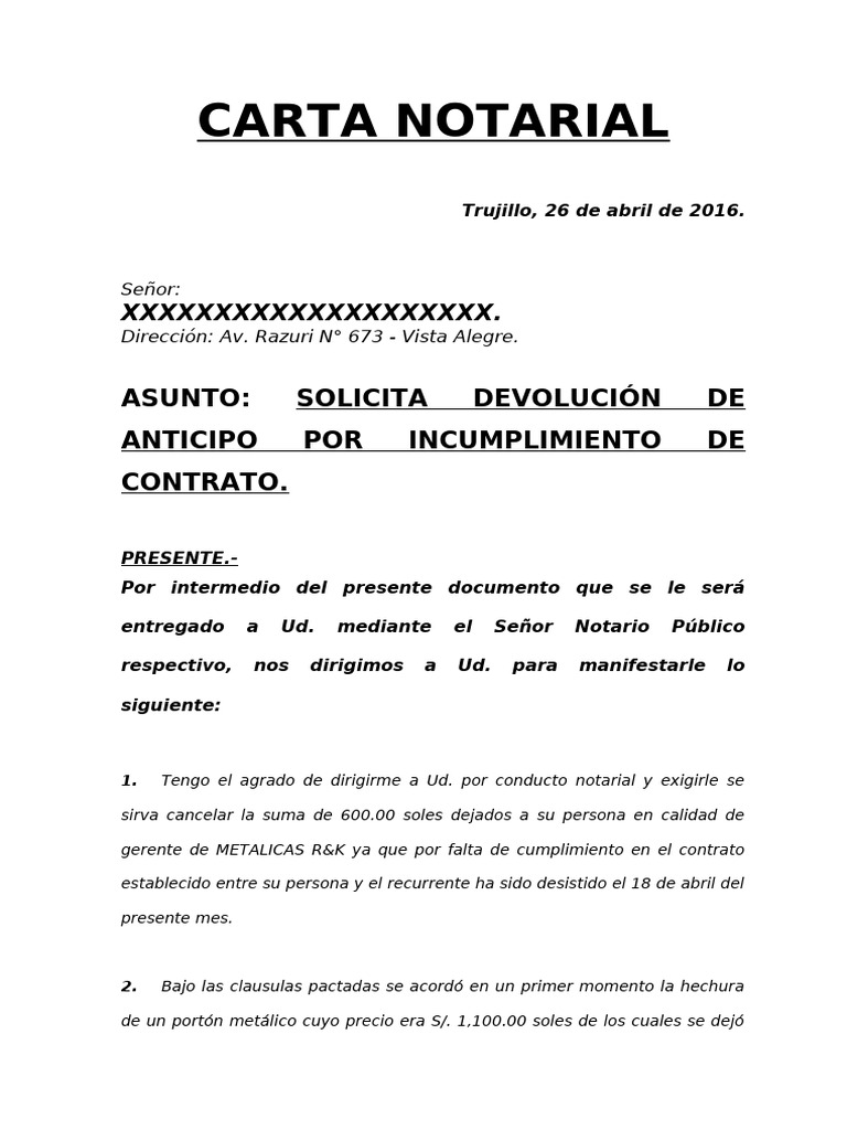 Carta Notarial 01 | PDF