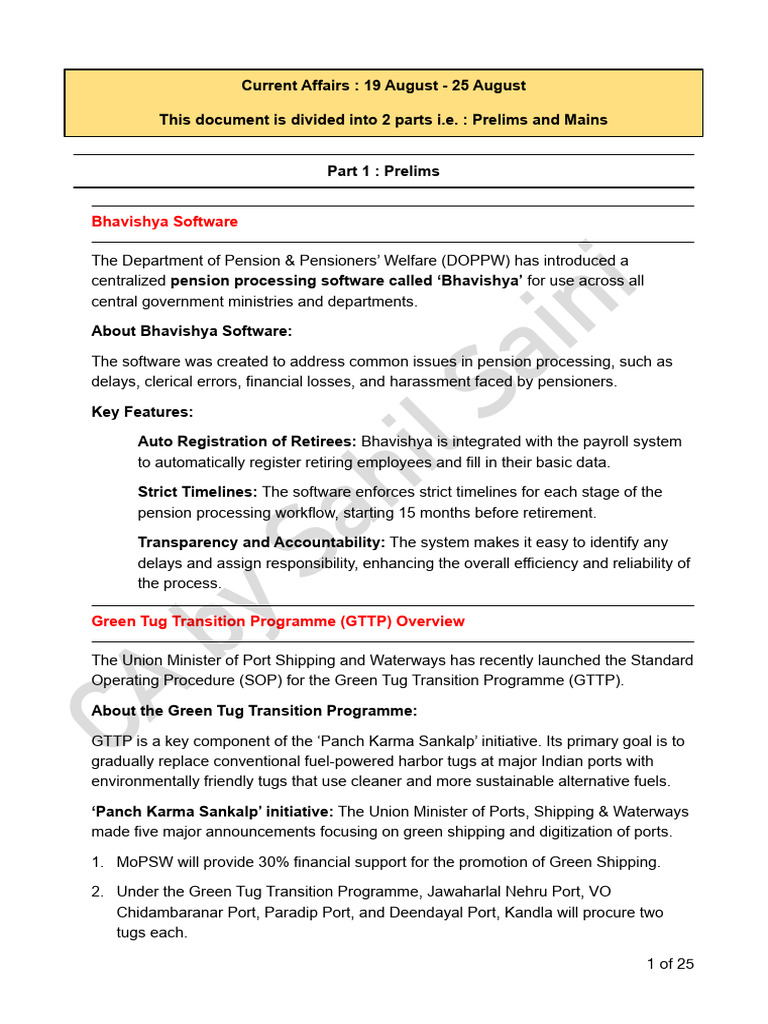 Current Affairs: Key Updates (Aug 19-25) | PDF | Moon