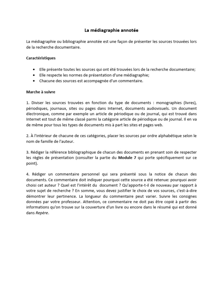 Guide de la médiagraphie annotée | PDF | Recherche d'information