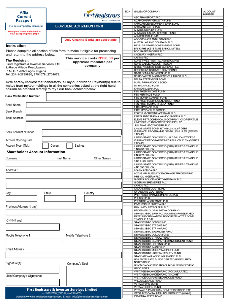 E-Dividend Activation Form Guide | PDF | Banks | Securitization