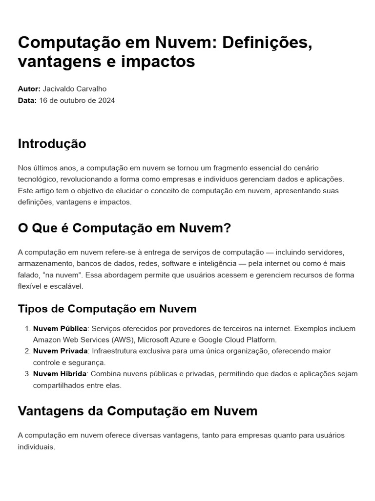O Que É Computação em Nuvem? | PDF | Computação em nuvem | Segurança de ...