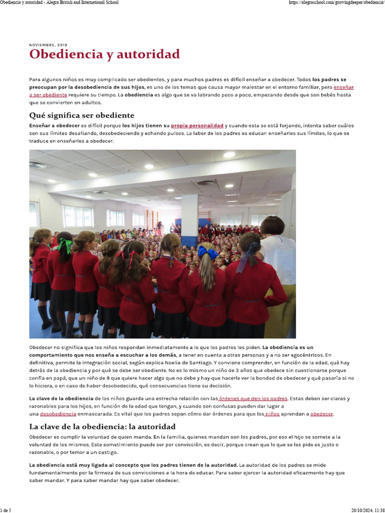 Obediencia y Autoridad en Educación | PDF
