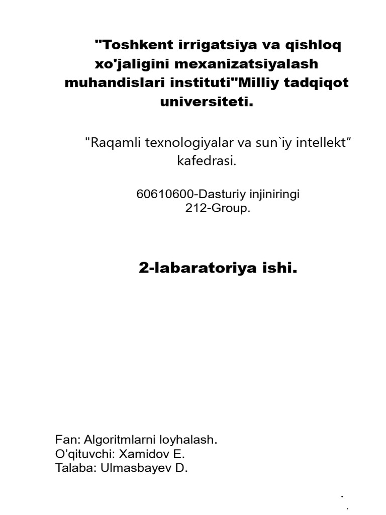 2-Labaratoriya Ishi | PDF