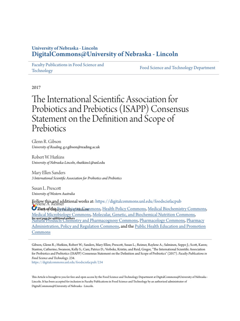 ISAPP Consensus on Prebiotic Definition | PDF | Microbiology