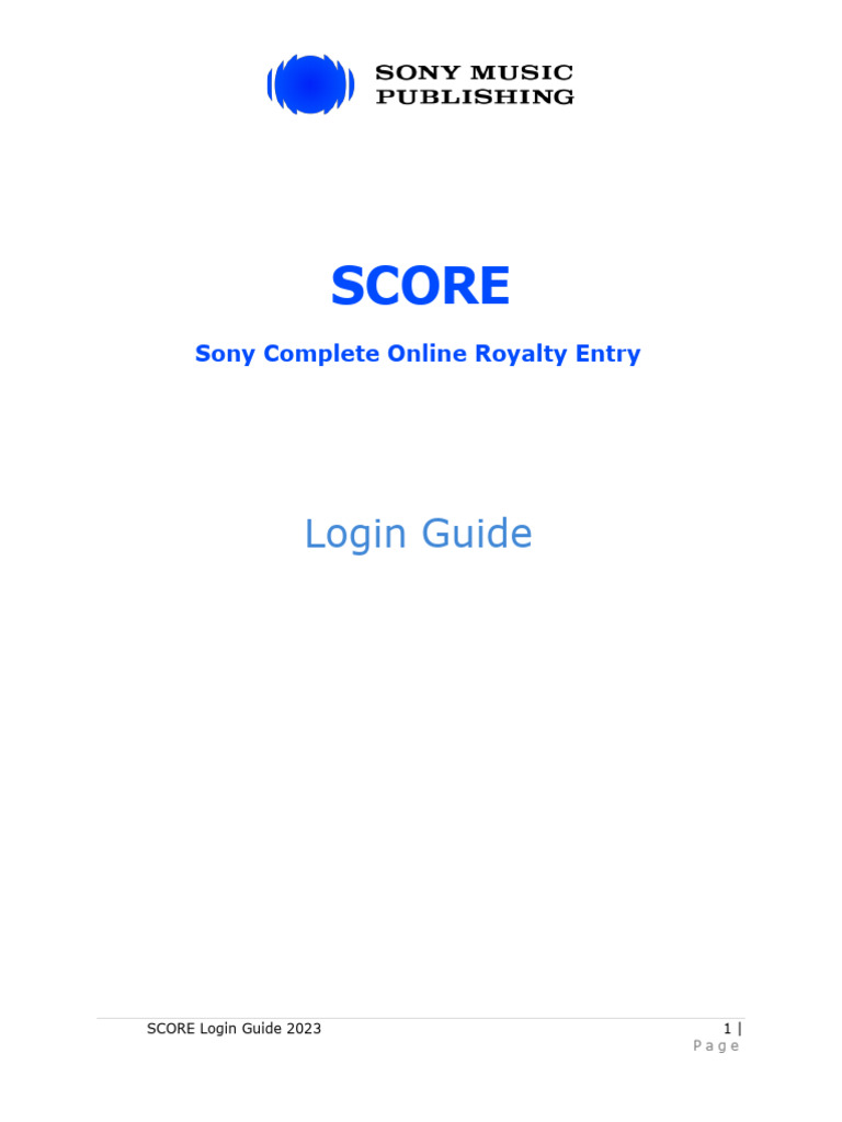 SCORE Login Guide for Sony Users | PDF | Login | Password