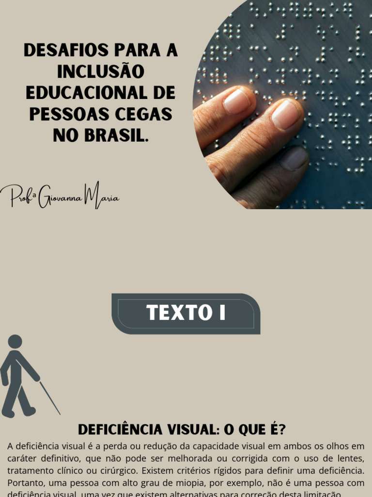 Desafios da Inclusão de Pessoas Cegas | PDF | Deficiência visual